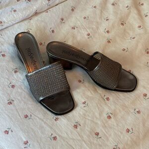 Yves Saint Laurent Vintage Metallic Mesh Heeled Mules